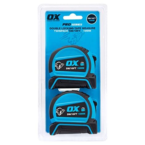 OX Pro Tape Measures Dual Auto Lock Double Sided Tape Twin Pack 5m /16ft P505455 (1/4)