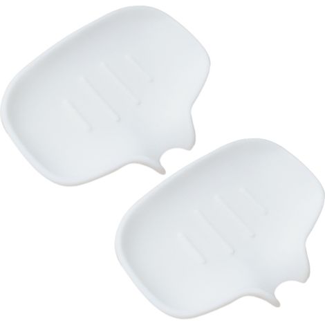 Porte-savon en silicone pour salle de bain, porte-savon pour douche avec bac d'égouttage, porte-savon cascade pour évier de cuisine, lot de 2 - 2 Blanc (1/4)