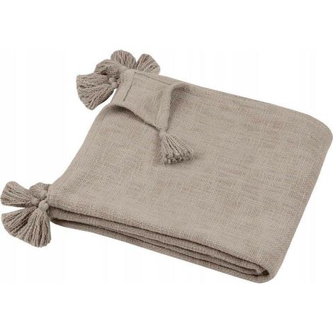 Beliani Sanchez Plaid Natur 125 x 150 cm Baumwolle