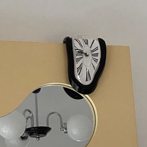 Horloge de bureau décorative rétro en plastique, métal galvanisé peint, noire. (1/5)
