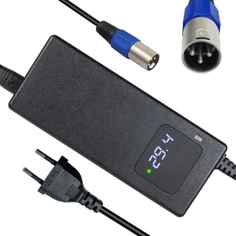 Chargeur de batterie Li-ion 24 V électrique pour fauteuil roulant, scooter, vélo électrique, 29,4 V 4 A AC Adaptateur d'alimentation Rapid Charger Fan Cooling Connecteur XLR mâle 3 broches (1/5)