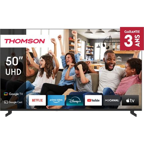 Thomson – TV LED 50" 4K UHD 3840x2160 – Google TV – 2xHDMI 2.1 – WiFi intégré – Idéal pour gamers