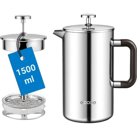 Cafetière de Presse Française de 1500ml / 50 oz en Acier Inoxydable pour la Maison, le Bureau et Plus (1/3)