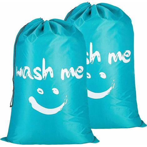 Paniers à Linge, 2 pièces Pliable Sac à Linge, Pliage Grande Capacité Corbeilles à Linge- Bleu (1/5)