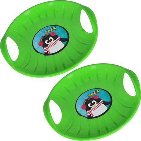 KOTARBAU® 2 pièces Luge - PVC - 60 cm - Luge Enfant - Vert - Sled - Poignées Ergonomiques - et Adulte - Traineau à Neige - Résistant - Facile à Transporter (1/5)