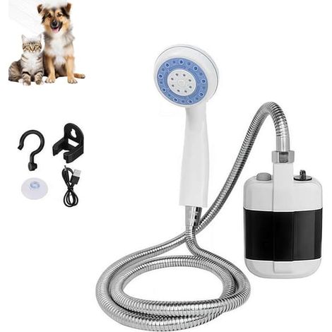 Pompe de douche portable rechargeable par USB avec pommeau de douche pour se rafraîchir en extérieur, idéale pour le camping, la randonnée, les voyages, le lavage de voiture et les animaux de compagni (1/5)