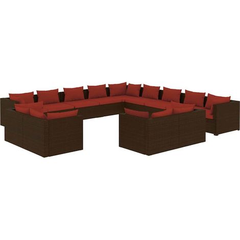 Maison Exclusive - 13-tlg. Garten-Lounge-Set mit Kissen Braun Pol (1/5)