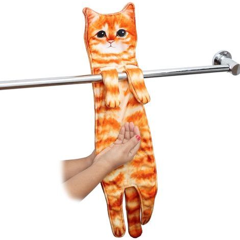 Essuie Main Salle de Bain/Cuisine - Petite Serviette Main Super Absorbante & Douce pour Visage ou Mains - Essuie Main Eponge pour Les Amoureux des Chats - Cadeau Crémaillère/St-Valentin (1/4)