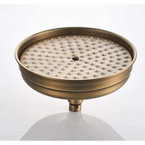 CSPARKV 8 Inch Antique Brass Round Shower Head Bathroom Accessories Replacement Shower Head Widespread Shower Head (Standard 1/2 inch)