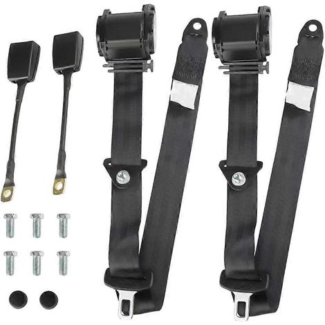 ceintures de sécurité 3 points universelles rétractables et réglables pour voiturette de golf, UTV, minivan, camping-car, camion (noir) (1/5)