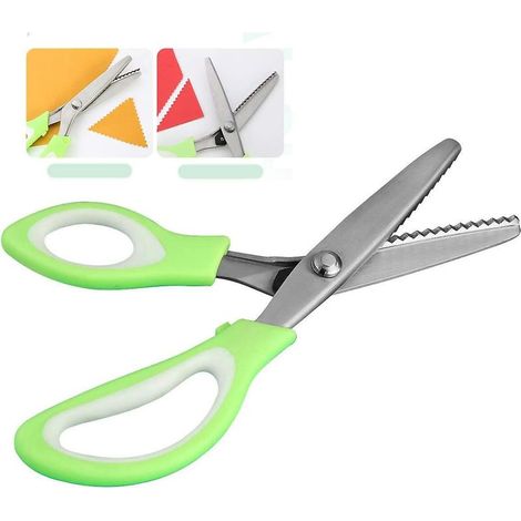 Ciseaux cranteurs pour tissu, ciseaux à tissu zigzag en acier inoxydable avec poignée verte 23,5 cm (1/2)