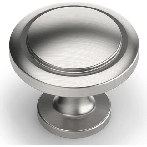 Lot de 20 Boutons de Meuble Cuisine Rond en Alliage de Zinc - Poignées pour Porte Placard Nickel Brossé