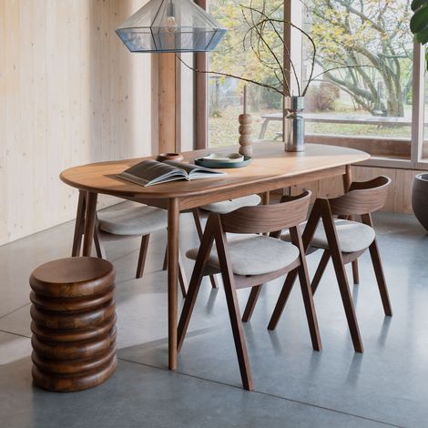 Table à manger ovale extensible 185/240x90x76 cm décor marron - LYN (1/5)