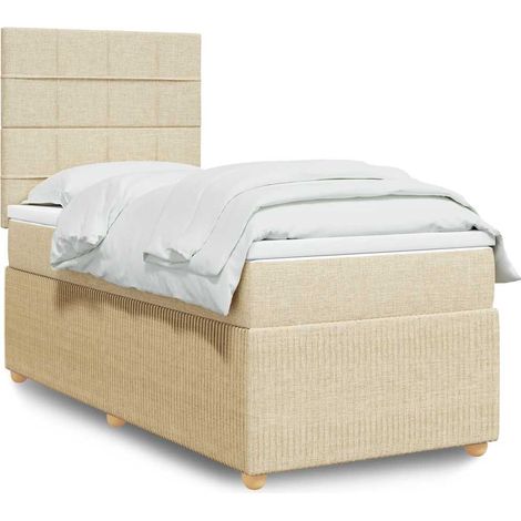 Boxspringbett mit Matratze Creme 100x200 cm Stoff