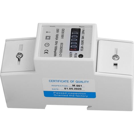Compteur d'électricité monophasé haute précision DDS1891, compteur bipolaire, montage sur rail, 1000 imp/kWh, 50 Hz (1/5)