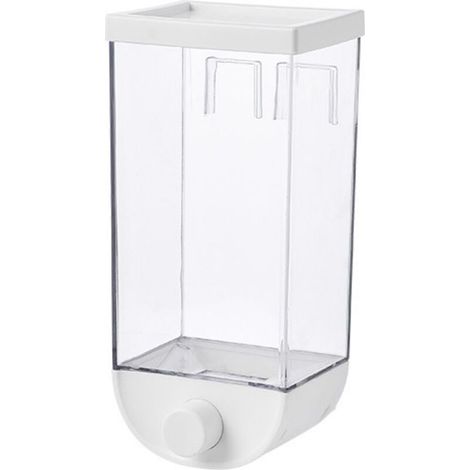 1 pot de stockage mural pour céréales, contenant alimentaire transparent avec bouton distributeur, capacité 1500 ml, boîte hermétique à pression (1/5)