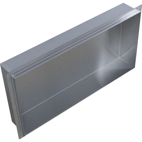 BERNSTEIN - Niche murale de douche, étagère encastrable douche acier inox, sans rebord - 60x30x10cm - BS603010 Acier brossé (1/4)