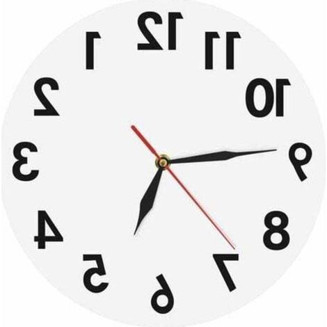 Reverse wall clock battery operated, original wall decoration, digital clock, interior decoration (1/4)
