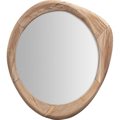 Miroir rond en bois de teck style ethnique - teck naturel brun (1/3)