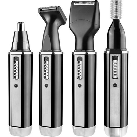 4 en 1 Tondeuse à poils de nez rechargeable multifonction, coupe-barbe et sourcils, noir, prise UE (1/5)