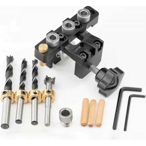 Gabarit perçage 3-en-1 - Localisateur poinçons - Guide trous chevilles bois - Précision professionnelle (1/5)