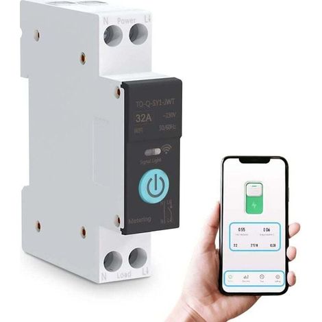 Commutateur WIFI Intelligent Disjoncteurs Domestiques Téléphone Portable Télécommande 3 Modes de Synchronisation pour Appareils électroménagers(32A) (1/4)
