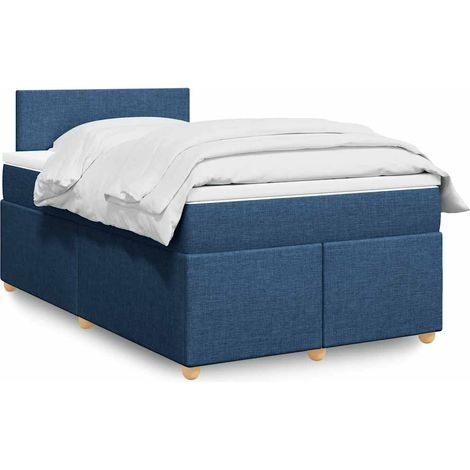 vidaXL Sommier à lattes de lit avec matelas bleu 120x190 cm tissu (1/5)