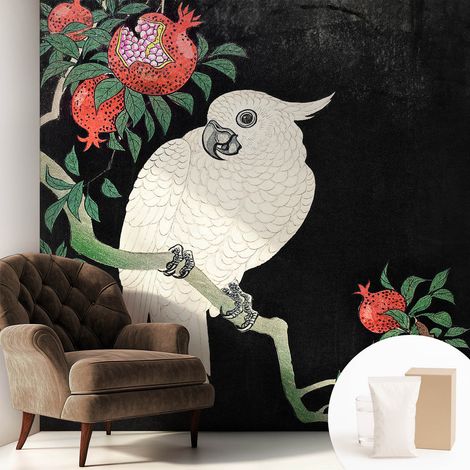 Fototapete Tapete Vliestapete mit Kleber - trendige Wanddeko - Schlafzimmer - Wohnzimmer Paprika-Papagei 250x250 cm (1/5)