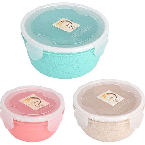 Boîte de Conservation Alimentaire Ronde avec Couvercle - 3 Pièces, Idéale pour École, Maison et Extérieur (1/5)