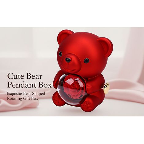 Boîte pendentif ours mignonne, collier rotatif exquis, rose savon, bijoux et bague, décoratif (1/5)