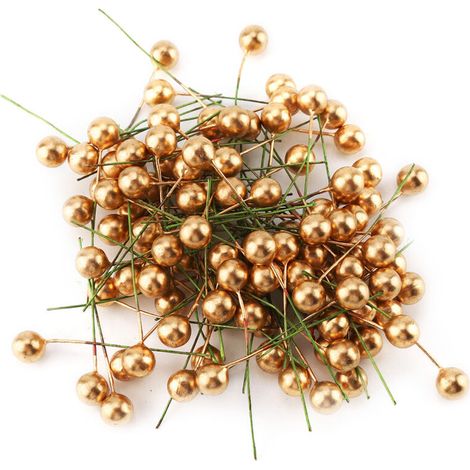 100pcs Artificiel Golden Holly Berry Christmas Home Decoration Ornements de suspension 10 mm. (1/5)