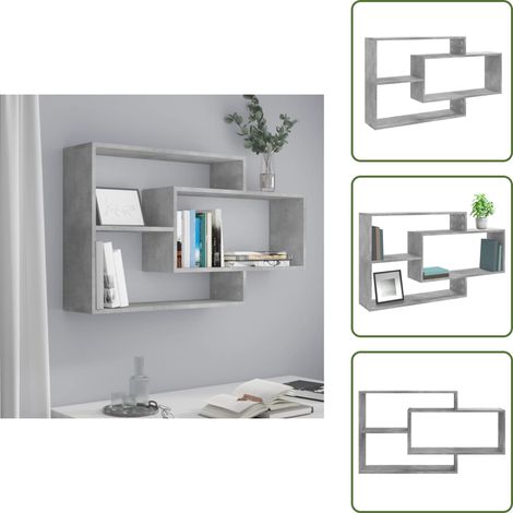 Wandregale Betongrau 104x20x58,5 cm Holzwerkstoff - Wand Regal - Regal Set - Wohnraumgestaltung - Möbel - Betongrau (1/5)