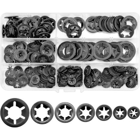 Ecleanfy - 340 rondelles frein Starlock pour montage de roulement M3 M4 M5 M6 M8 M10 M12 (7 tailles) (1/4)