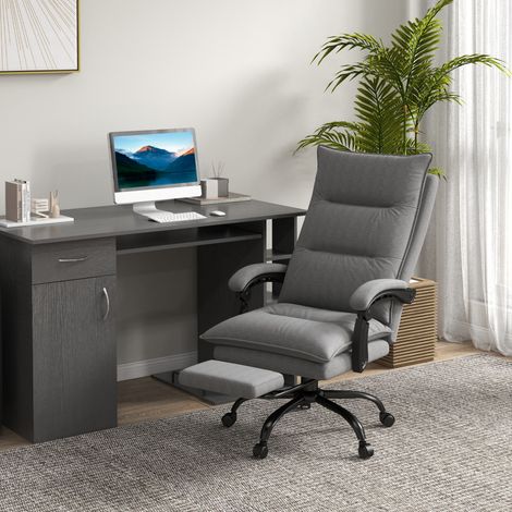 Silla de oficina ergonómica con masaje y calor, altura regulable y giratoria con reposapiés plegable, gris oscuro (1/5)