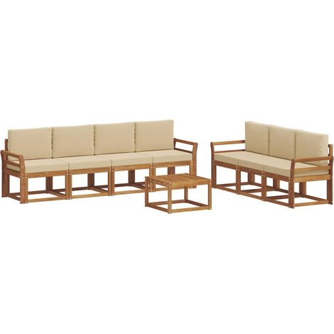 Conjunto de sofás de exterior con cojín 8 pcs Natural y Beige vidaXL (1/5)