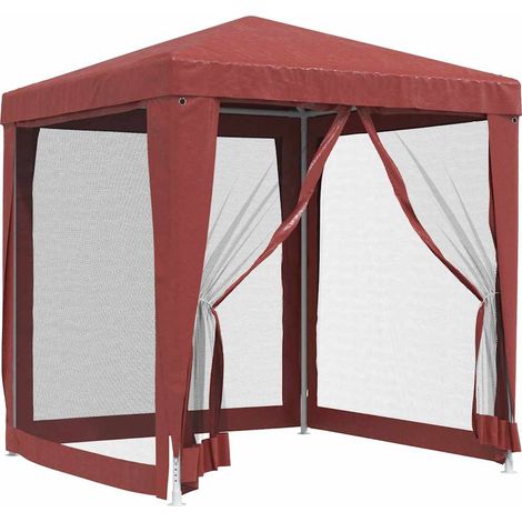 Carpa para fiestas con 4 paredes de malla HDPE rojo 2x2 m vidaXL