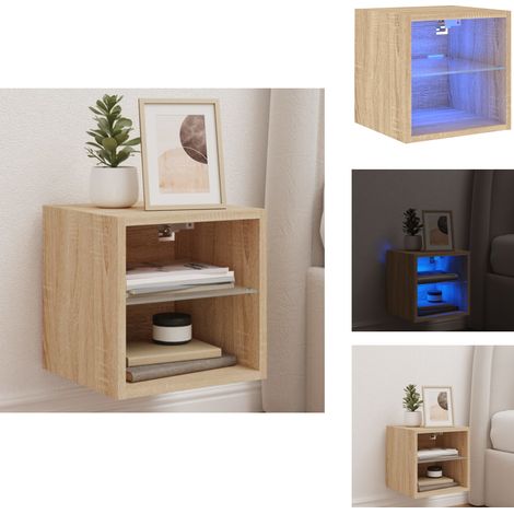 TV-Wandschrank mit LED-Leuchten Sonoma-Eiche 30x28,5x30 cm - TV-Schrank - Holzschrank - Regal - Wohnzimmer Dekoration - Smart Home (1/5)