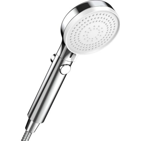 Duschkopf mit Stoppfunktion, Wassersparender Duschkopf Hochdruck Handbrause mit 3 Strahlarten, Universal Brausekopf Duschbrause für Baden und Spa, Chrom