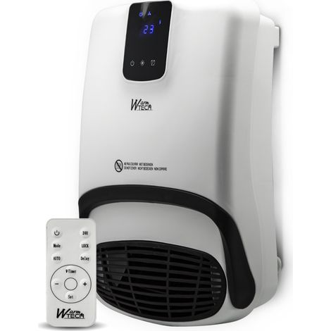 Warm Tech – Radiateur soufflant mural 2000W – Télécommande incluse – Programmable avec timer 24h – Protection surchauffe – Dimensions 46.8x27.2x18.5cm (1/5)