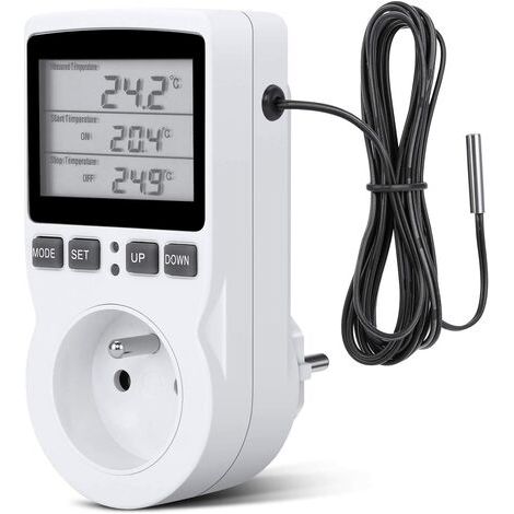 Digital Temperature Controller, Thermostat Socket Heating Cooling LCD Temperature Controller, 230v For Greenhouse Farm Temperature Controller/Terrarium Thermostat (1/5)