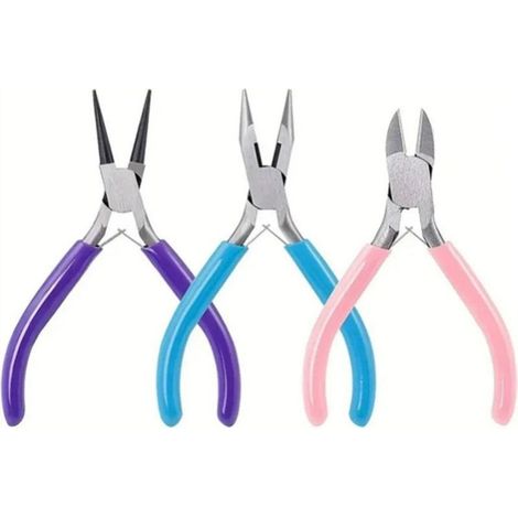 Ensemble de pinces à bijoux, comprenant des pinces à pointe fine, à pointe ronde et des coupe-fils pour la fabrication, la réparation et les travaux manuels de bijoux (1/5)