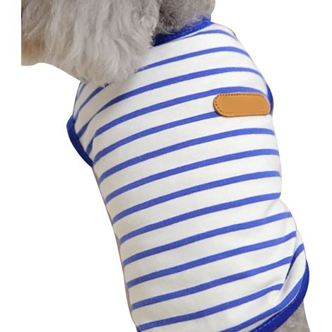 T-shirt rayé pour chien, tendance, doux, confortable et extensible, pour Bichon Frisé, Schnauzer, bleu teddy, taille XL (1/5)