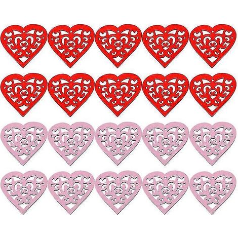 20 pendentifs romantiques en bois creux en forme de cœur, à suspendre avec une corde, pour la décoration de la maison, des fêtes, des mariages (10 pièces par paquet). (1/5)