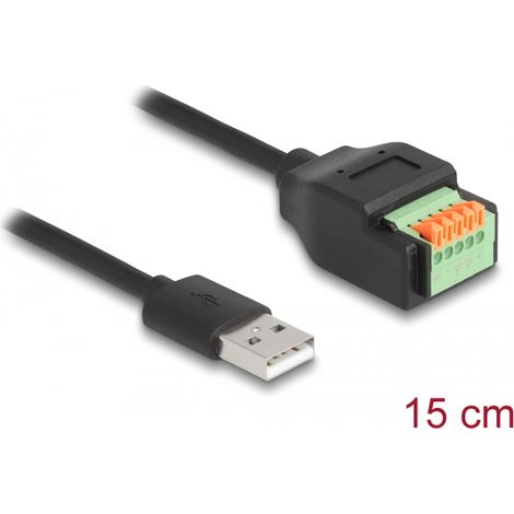 Delock Cable USB 2.0 Tipo-A macho a bloque de terminales con botÃ³n pulsador 15 cm