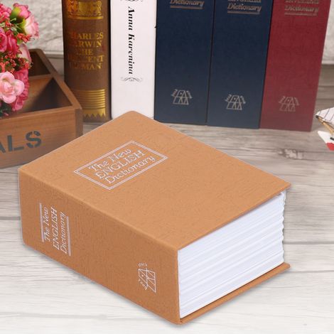 Mini coffre-fort factice en forme de livre, boîte à bijoux et argent avec serrure et clés, jaune, pour la maison ou le bureau (1/5)