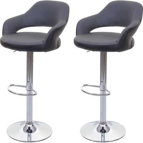 Set di 2 sgabelli da bar con schienale sintetico grigio e nero, girevoli e regolabili TDB04042