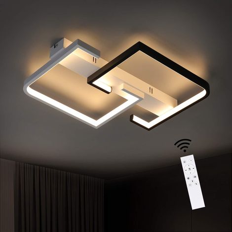 ZMH plafonnier LED plafonnier dimmable avec télécommande 35W lampe de salon design moderne noir et blanc en aluminium pour chambre cuisine salon