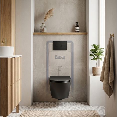 Pack WC con bastidor Roca + WC suspendido sin brida Swiss Aqua Technologies con tapa SoftClose + placa (ROSTBRBMR02-IN)