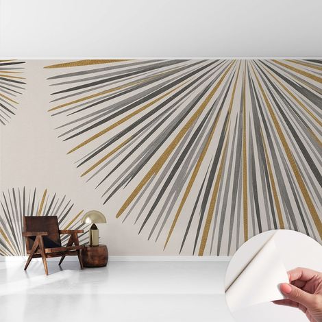 Papier peint adhésif autocollant pour salon chambre à coucher peint imprimé pour mur Éventails géométriques 416x254 cm (1/5)
