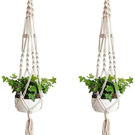 Paquet de 2 cintres pour plantes, panier suspendu en macramé, panier suspendu en corde de coton (1/3)